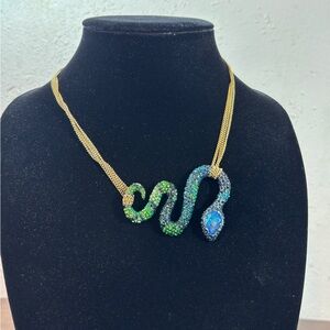 Betsey Johnson Green and Blue Snake Necklace